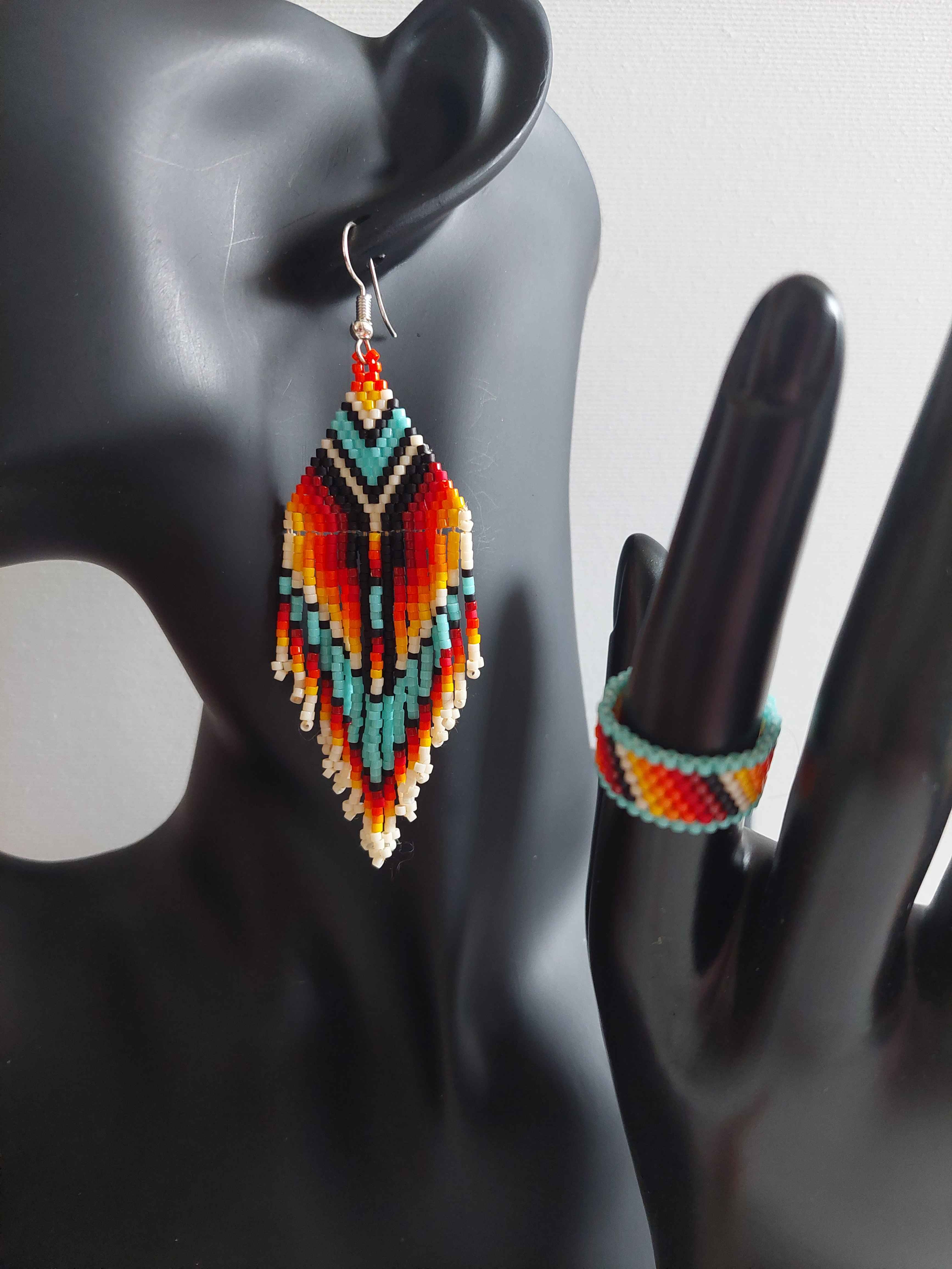 Náušnice a prsteň Aztec Blue (M)