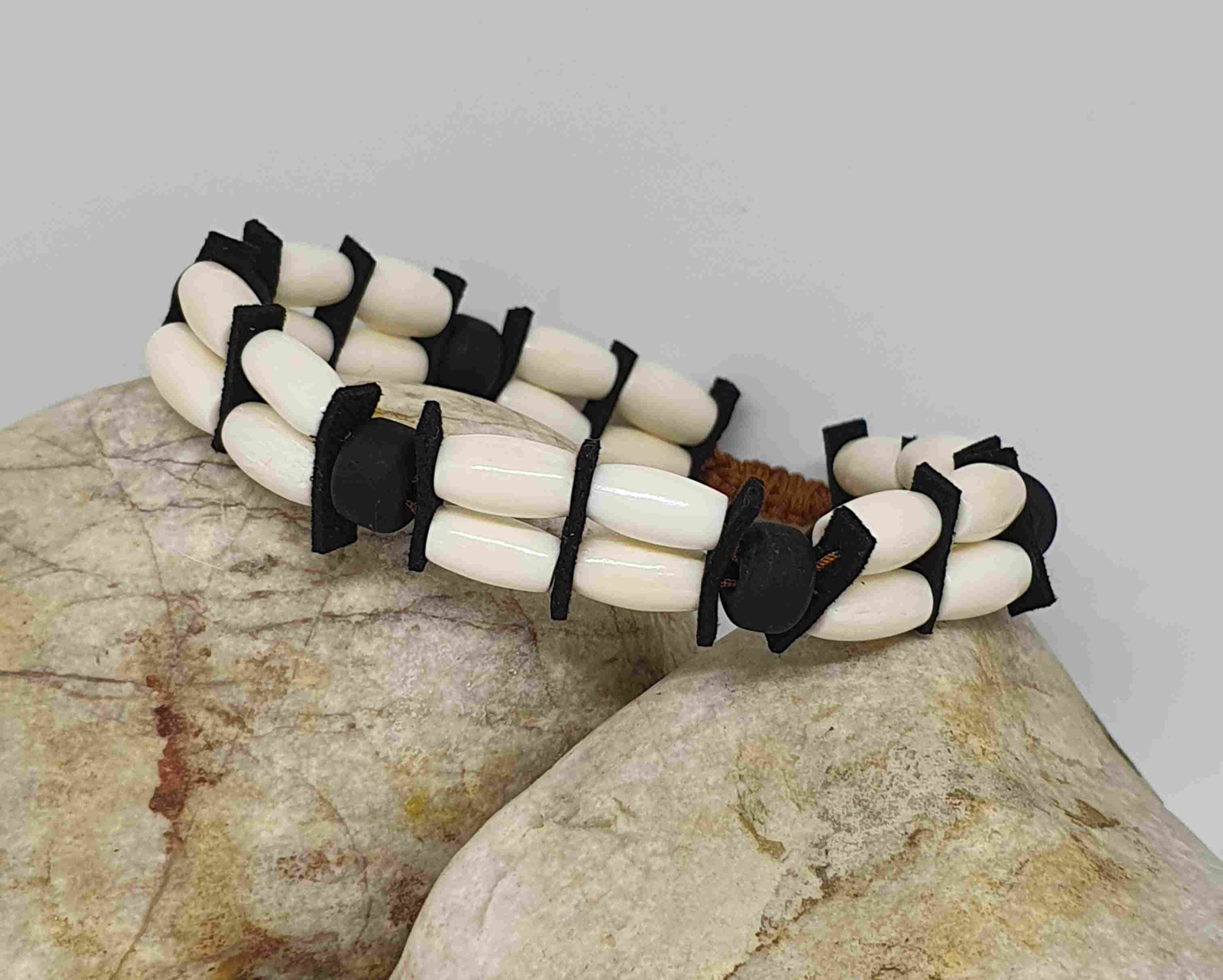 Náramok Native kostice + Pony beads I.