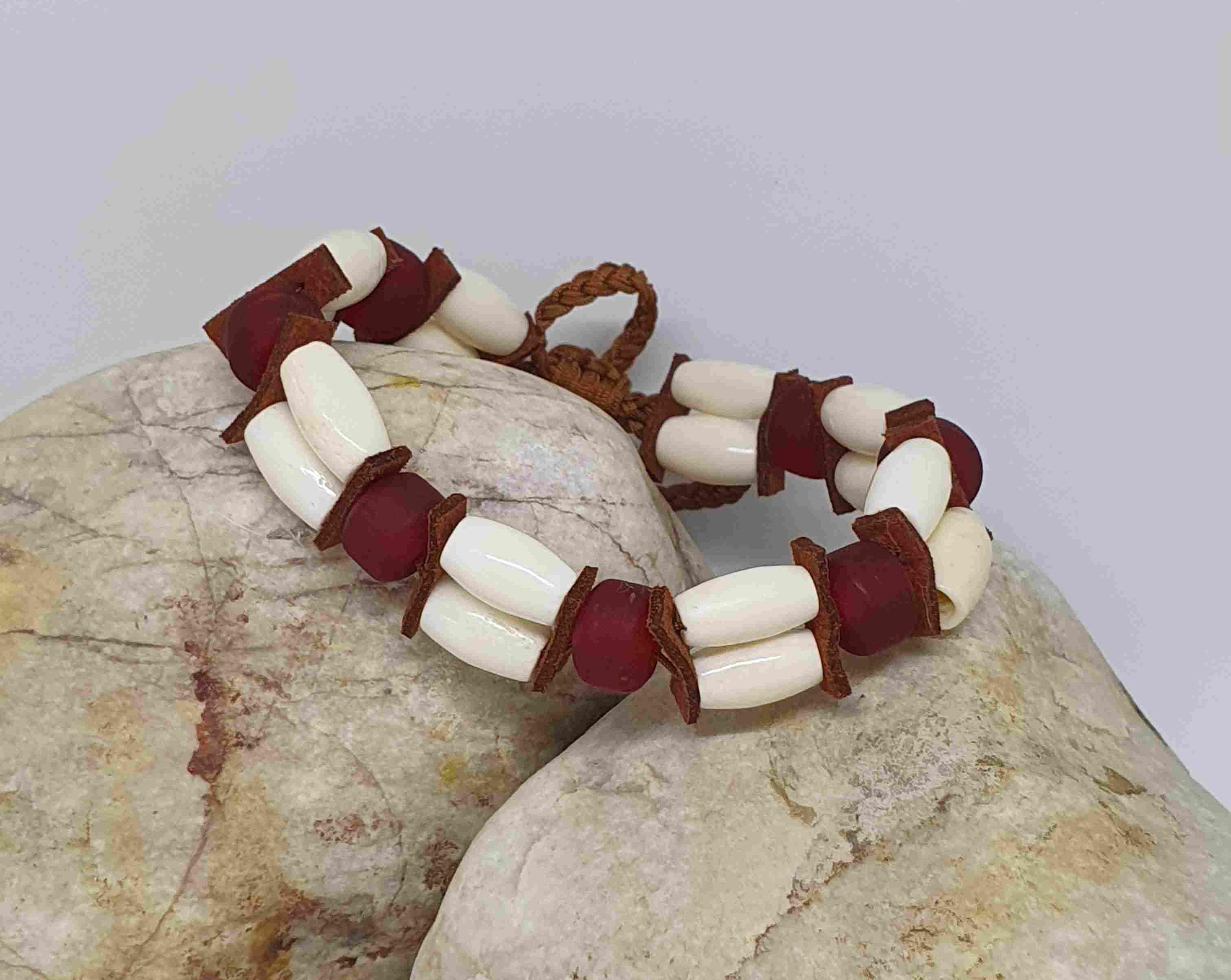 Náramok Native kostice + Pony beads II.