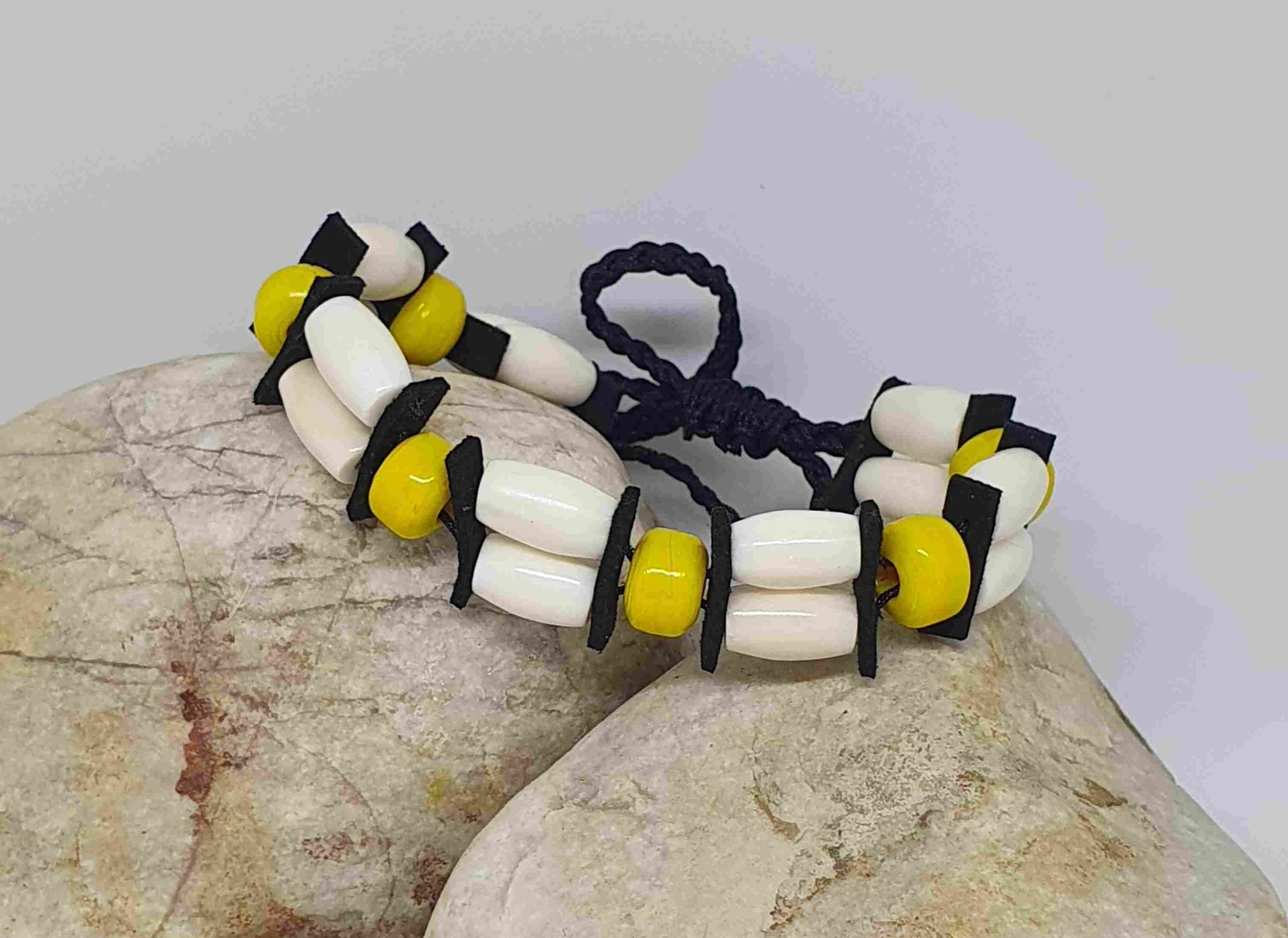 Náramok Native kostice + Pony beads IV.