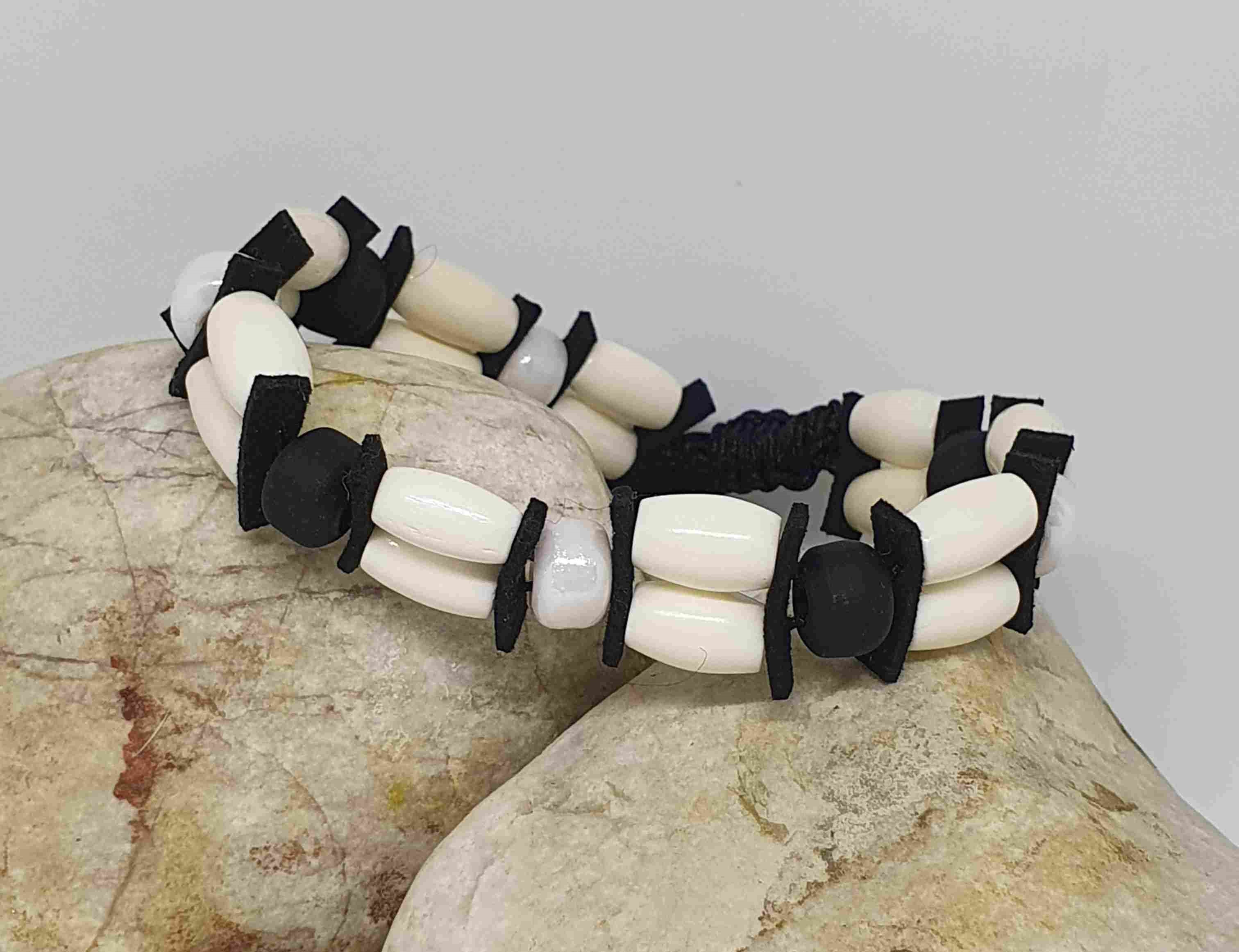 Náramok Native kostice + Pony beads VI.