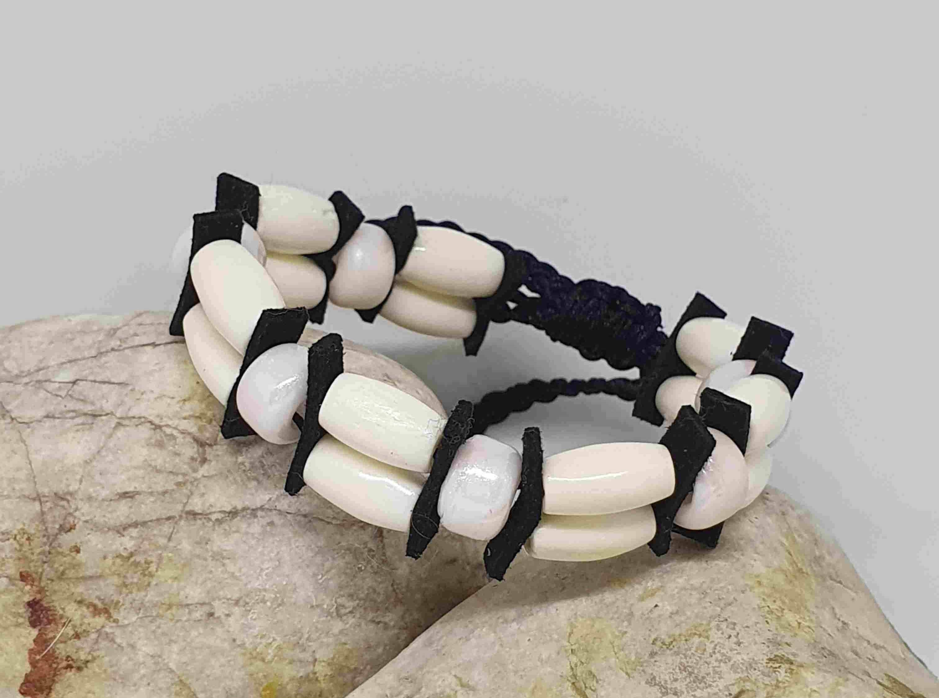 Náramok Native kostice + Pony beads VII.